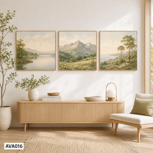 Bộ 3 Tranh Phong Cảnh Phía Sau Núi - AVA016