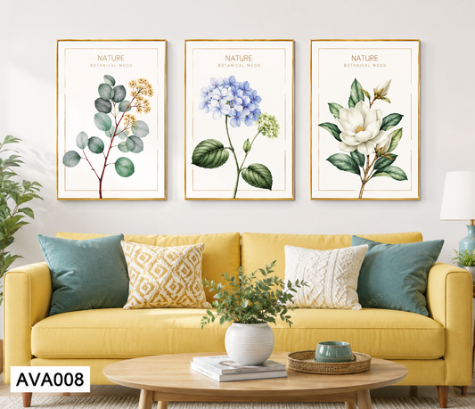 Bộ 3 Tranh Cẩm Tú Cầu Và Hoa Sứ - AVA008