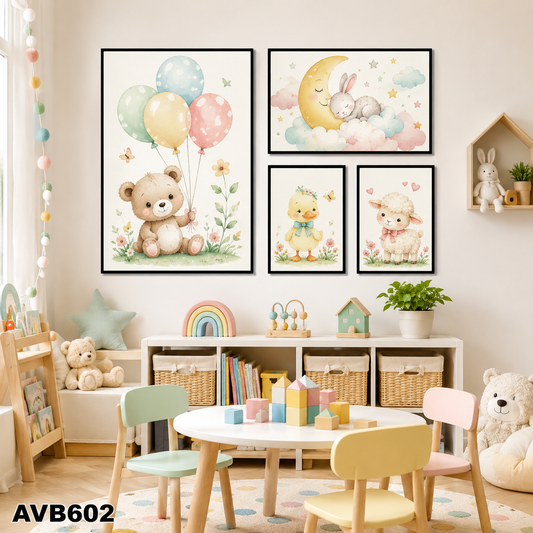 Bộ 4 Tranh Con Vật - AVB602