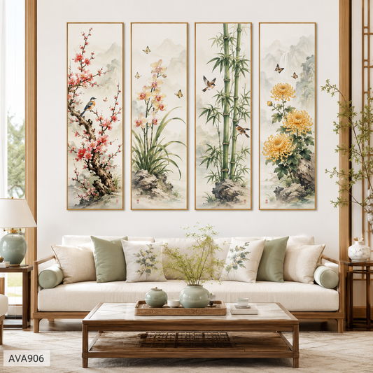 Bộ 4 Tranh Tứ Quý Cát Tường - AVA906