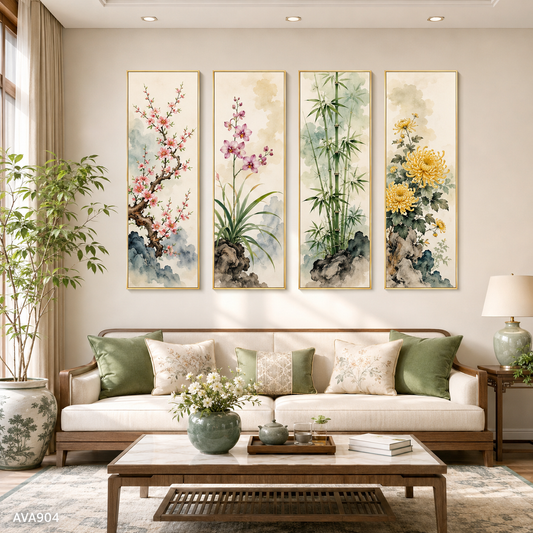 Bộ 4 Tranh Tứ Quý Sum Vầy - AVA904
