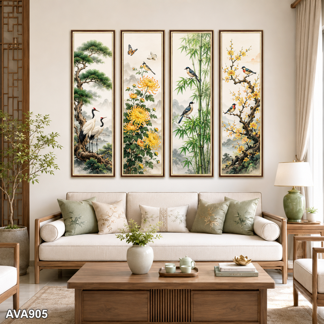 Bộ 4 Tranh Tứ Quý Sum Vầy - AVA905