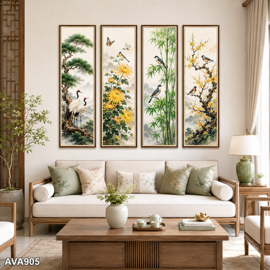 Bộ 4 Tranh Tứ Quý Sum Vầy - AVA905