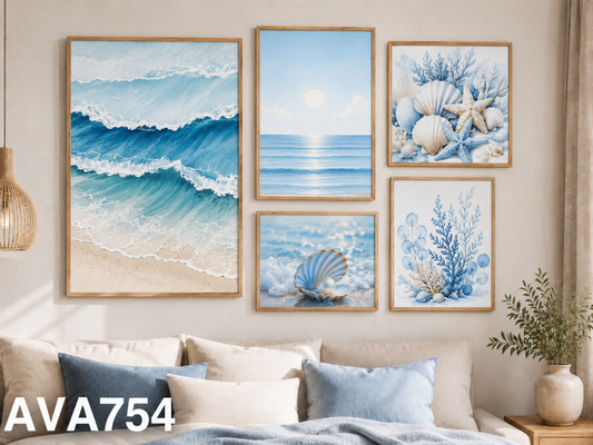 Bộ 5 Tranh Biển Xanh - AVA754
