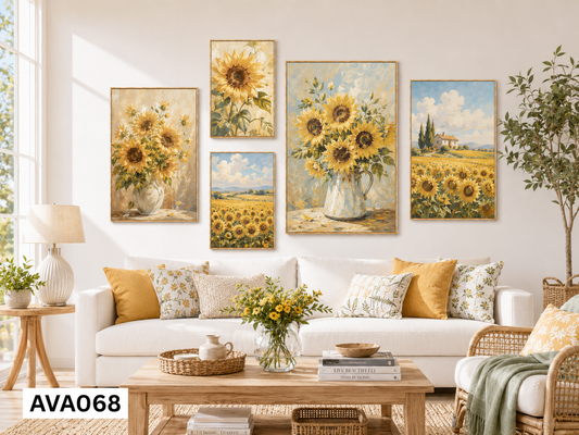 Bộ 5 Tranh Bình Hoa Hướng Dương- AVA068