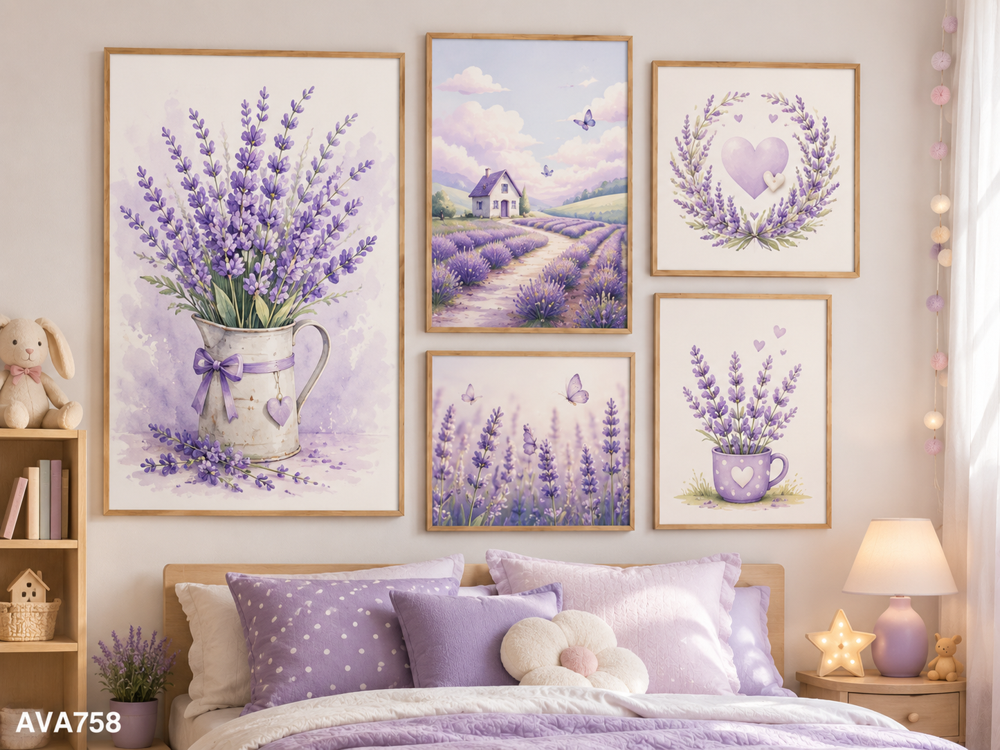 Bộ 5 Tranh Hoa Oải Hương - AVA758