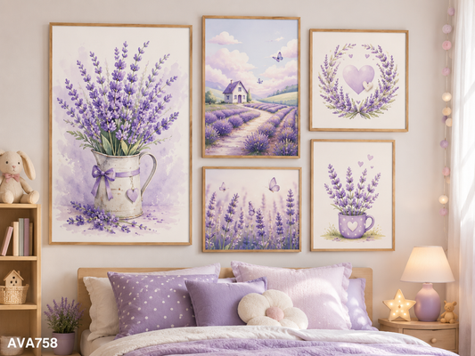 Bộ 5 Tranh Hoa Oải Hương - AVA758