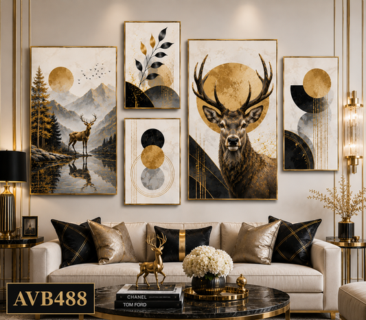 Bộ 5 Tranh Hươu Bắc Âu - AVB488