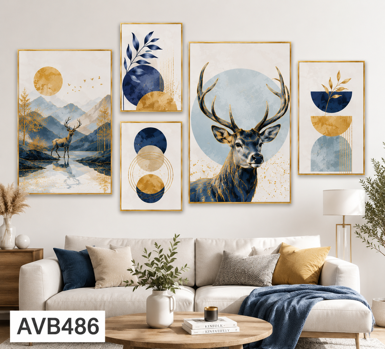 Bộ 5 Tranh Hươu Đón Tài Lộc - AVB486