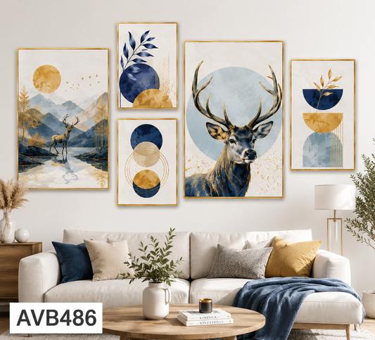 Bộ 5 Tranh Hươu Đón Tài Lộc - AVB486