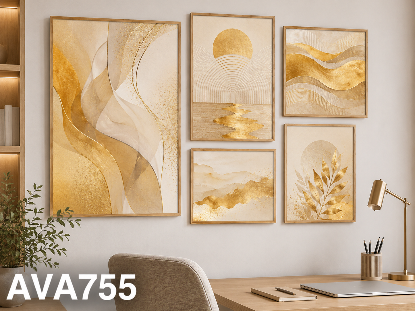 Bộ 5 Tranh Sắc Lá Hoàng Kim - AVA755