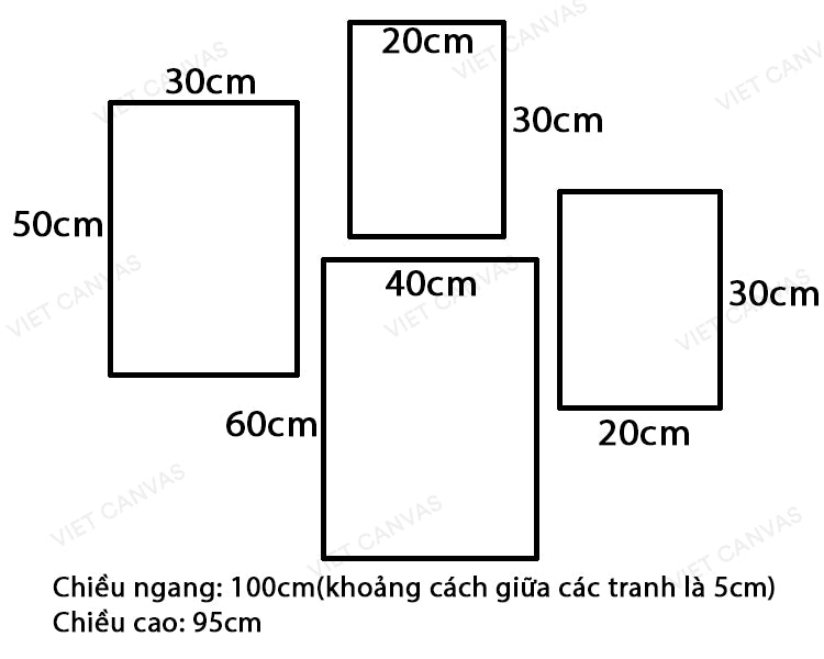 Bộ 4 Tranh Hoa Trừu Tượng Vàng - VE408