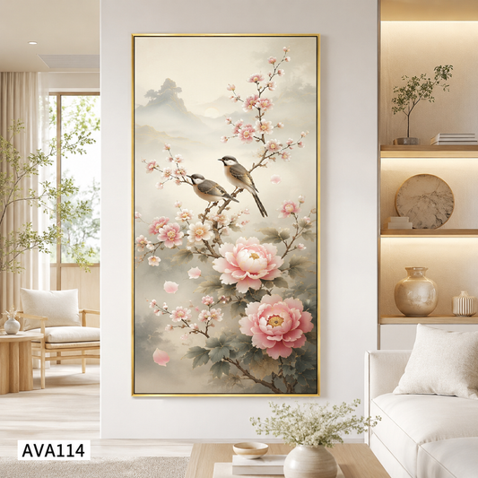 Tranh Chim Sẻ Và Hoa - AVA114