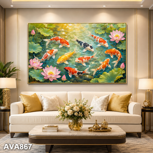 Tranh Cửu Ngư Đón Lộc - AVA867