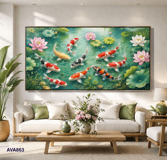 Tranh Cửu Ngư Liên Hoa - AVA863