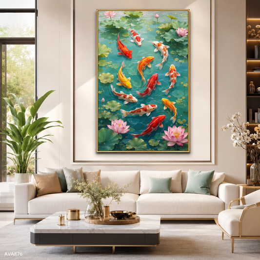 Tranh Cửu Ngư May Mắn - AVA876