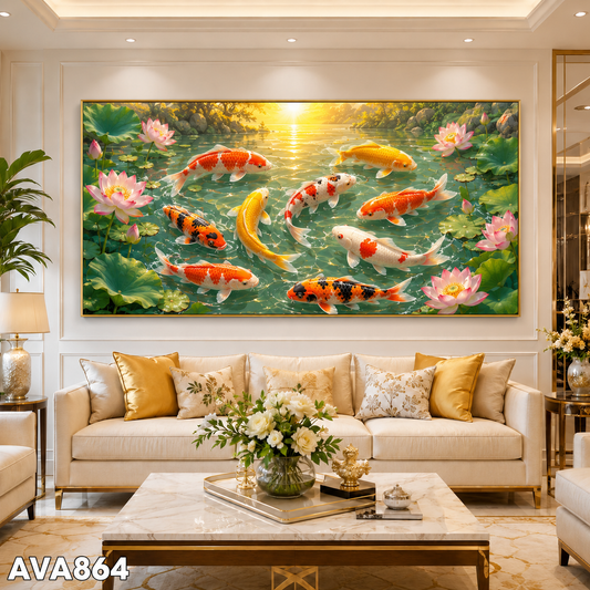 Tranh Cửu Ngư Tài Lộc - AVA864