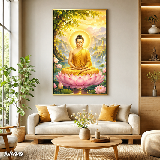 Tranh Đức Phật Trên Đài Sen - AVA949