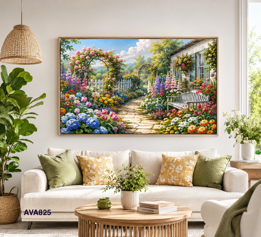 Tranh Khu Vườn Hoa Trước Nhà - AVA825