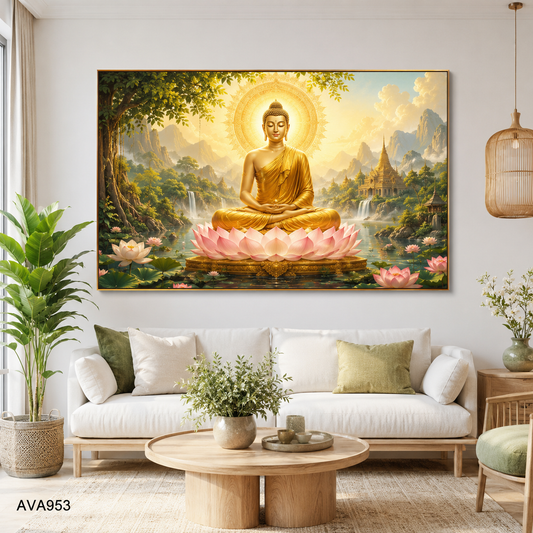 Tranh Đức Phật Trên Đài Sen - AVA953