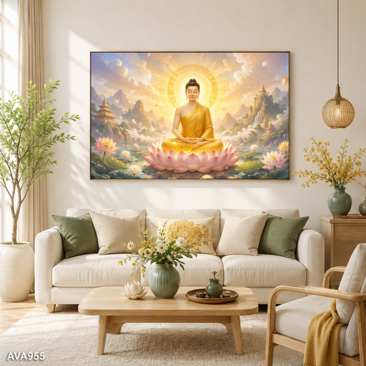 Tranh Đức Phật Trên Đài Sen - AVA955