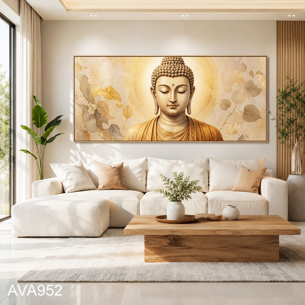 Tranh  Phật Và Lá Bồ Đề - AVA952
