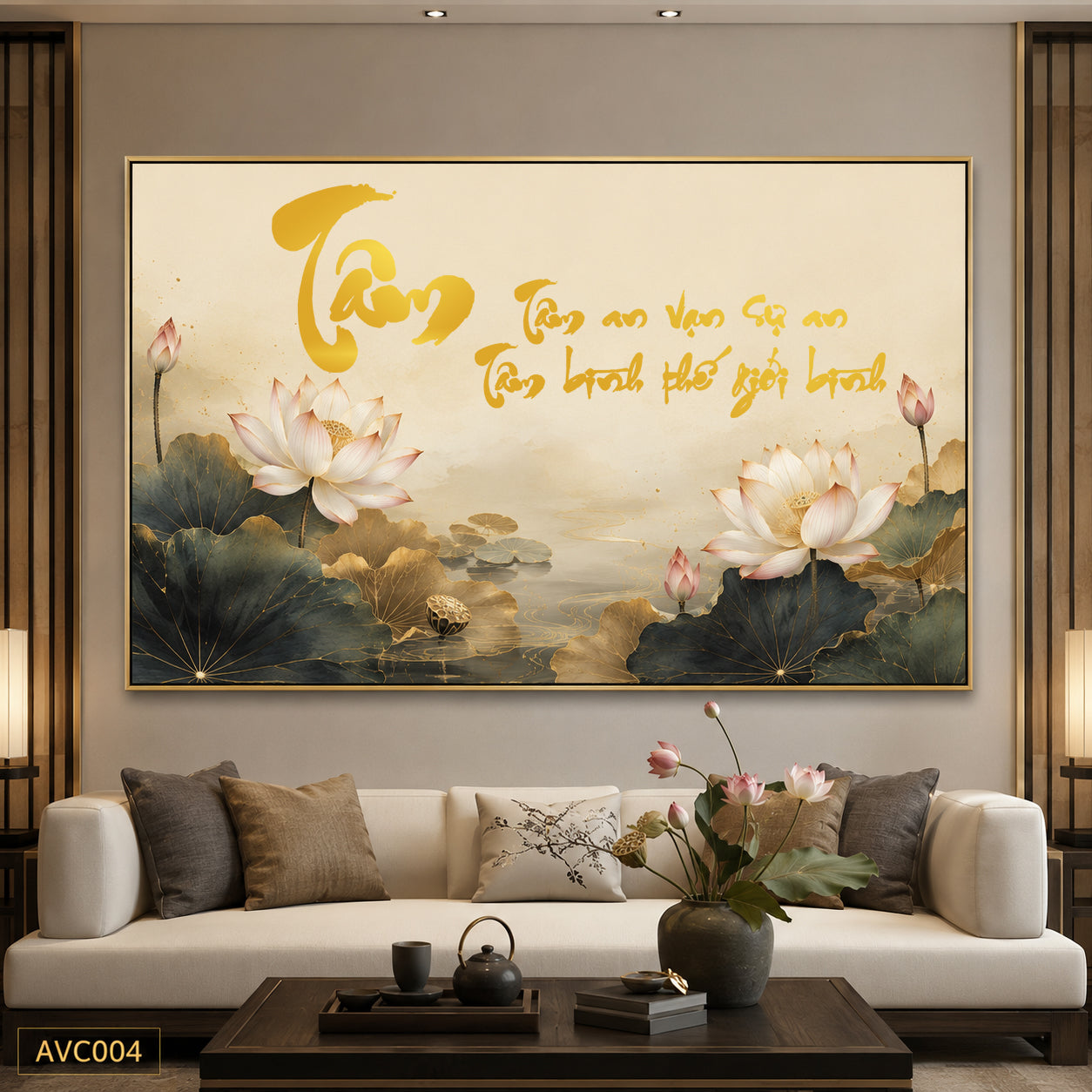 Tranh Sen Chữ Tâm - AVC004