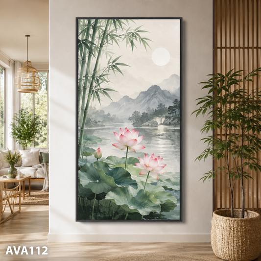Tranh Sen Trúc Núi Xa - AVA112