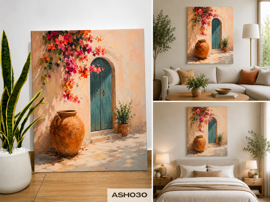Tranh Sơn Dầu Bình Gốm Dưới Mái Hiên - ASH030