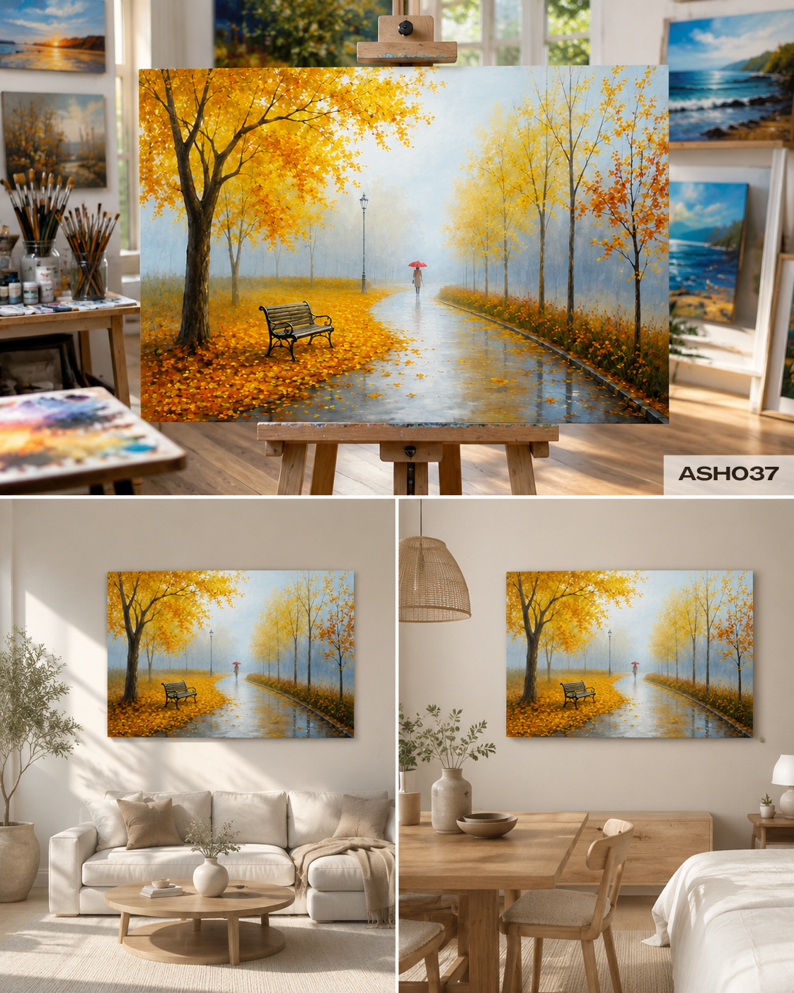 Tranh Sơn Dầu Công Viên Bên Hồ - ASH037