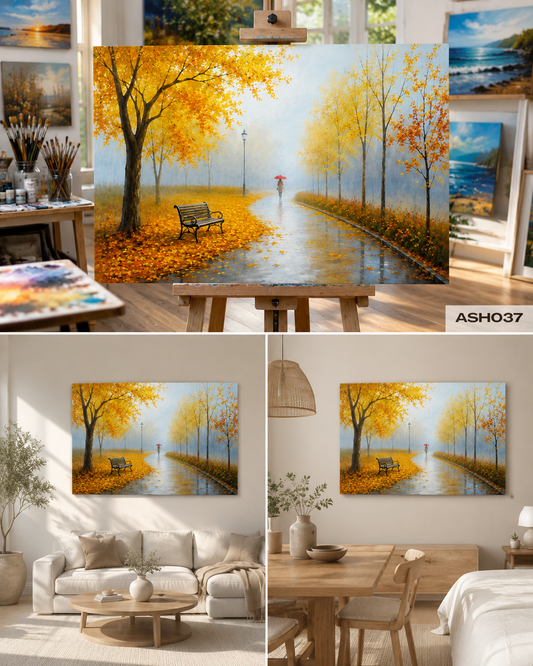 Tranh Sơn Dầu Công Viên Bên Hồ - ASH037