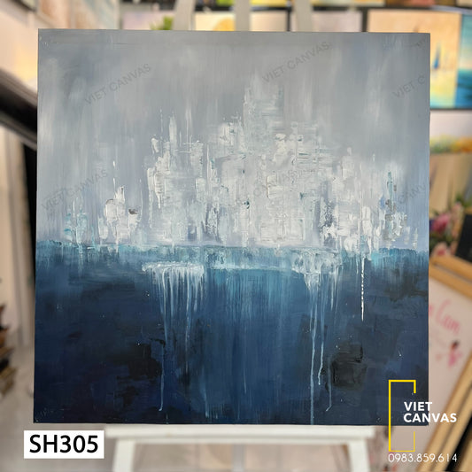 Tranh Sơn Dầu Trừu Tượng Màu Biển - SH305