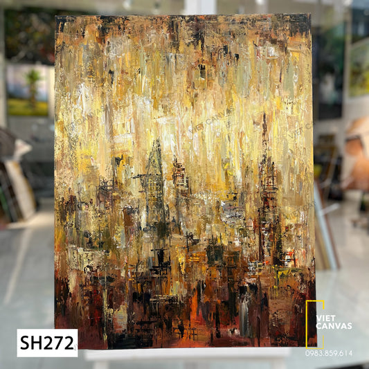 Tranh Sơn Dầu Trừu Tượng Vàng - SH272
