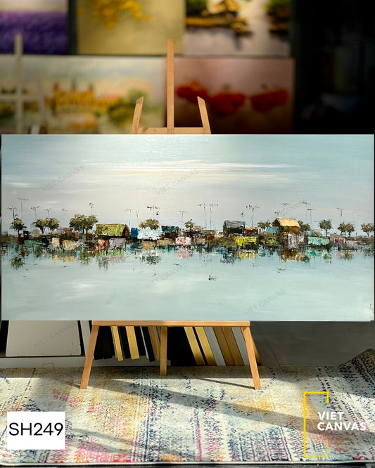 Tranh Sơn Dầu Xóm Nhỏ Ven Nước - SH249