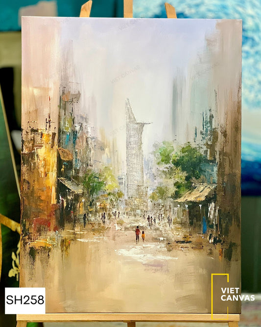 Tranh Sơn Dầu Một Góc Thành Phố - SH258