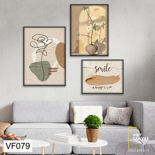 Bộ 3 Tranh Trang Trí Hoa Lá Và Nghệ Thuật - VF079
