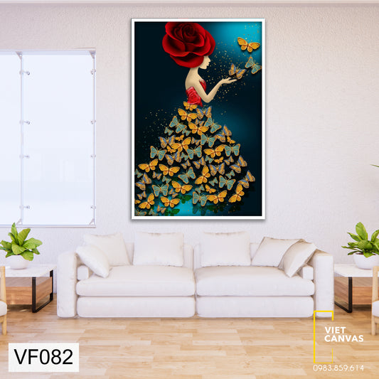 Tranh Nghệ Thuật Cô Gái Cùng Với Đàn Bướm - VF082