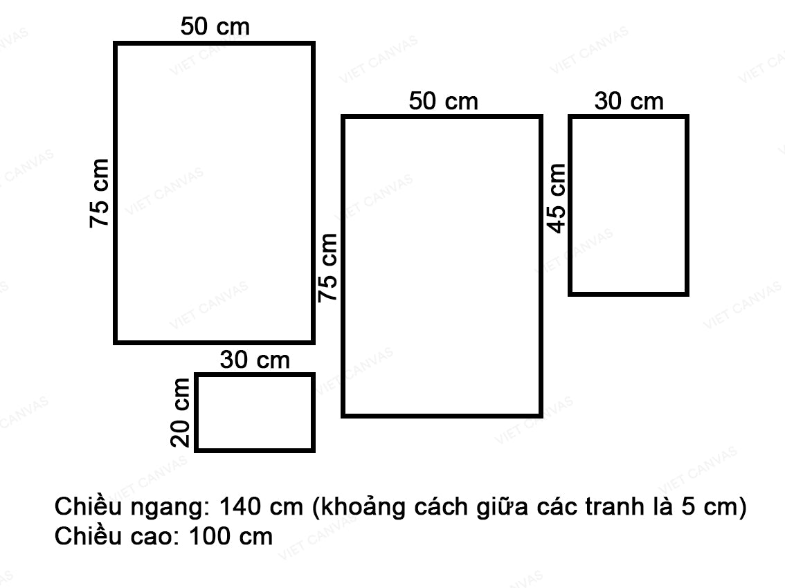 Bộ 4 Tranh Hươu, Khu Rừng, Bờ Biển Và Sa Mạc - VK696.2