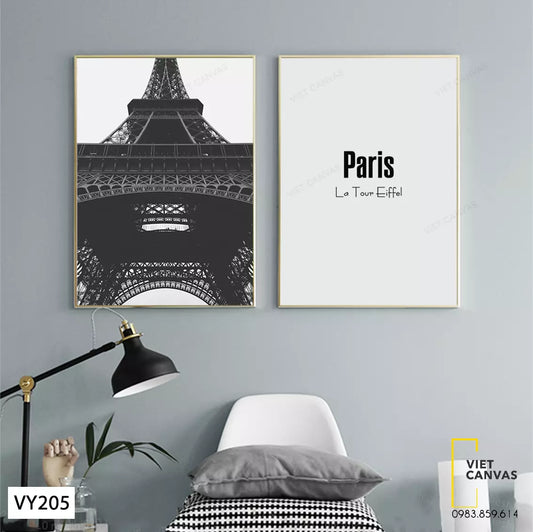 Bộ 2 Tranh Tháp Eiffel Và Quotes - VY205