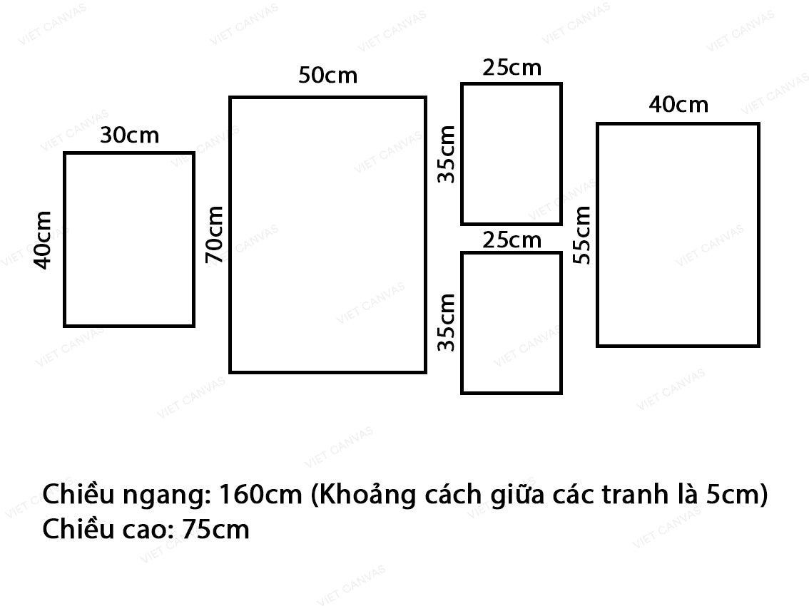 Bộ 5 Tranh Biển Và Hàng Dừa - VT192