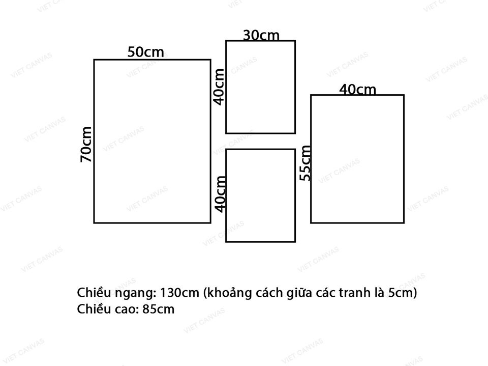 Bộ 4 Tranh Nóc Nhà Thờ, Hoa Lá Vàng Bong Bóng Vàng - VK018.2