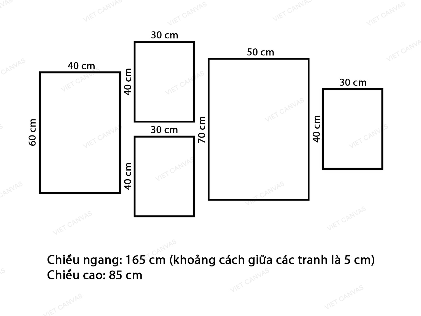 Bộ 5 Tranh Rừng Cây, Hoa Sen Và Con Nai - VY500.2