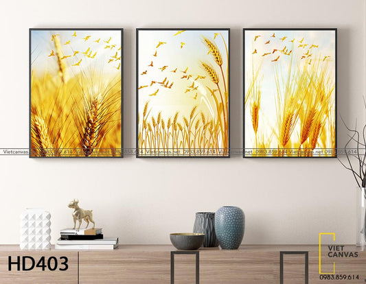 Bộ 3 Tranh Cây Lúa Vàng Tươi - HD403