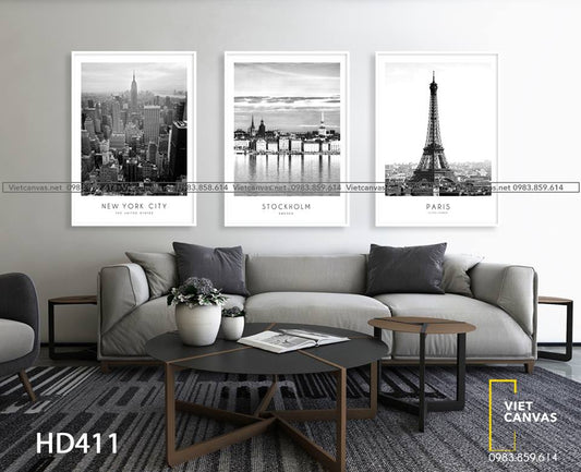 Bộ 3 Tranh Paris, New York And Stockholm - HD411