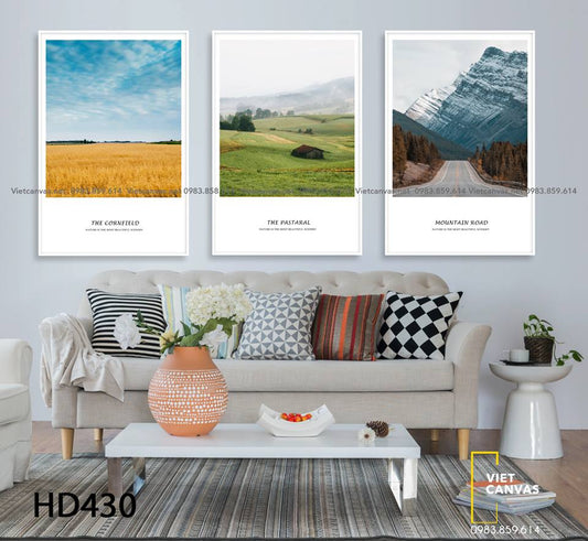 Bộ 3 Tranh Cánh Đồng Bất Tận Và Con Đường Đồi - HD430