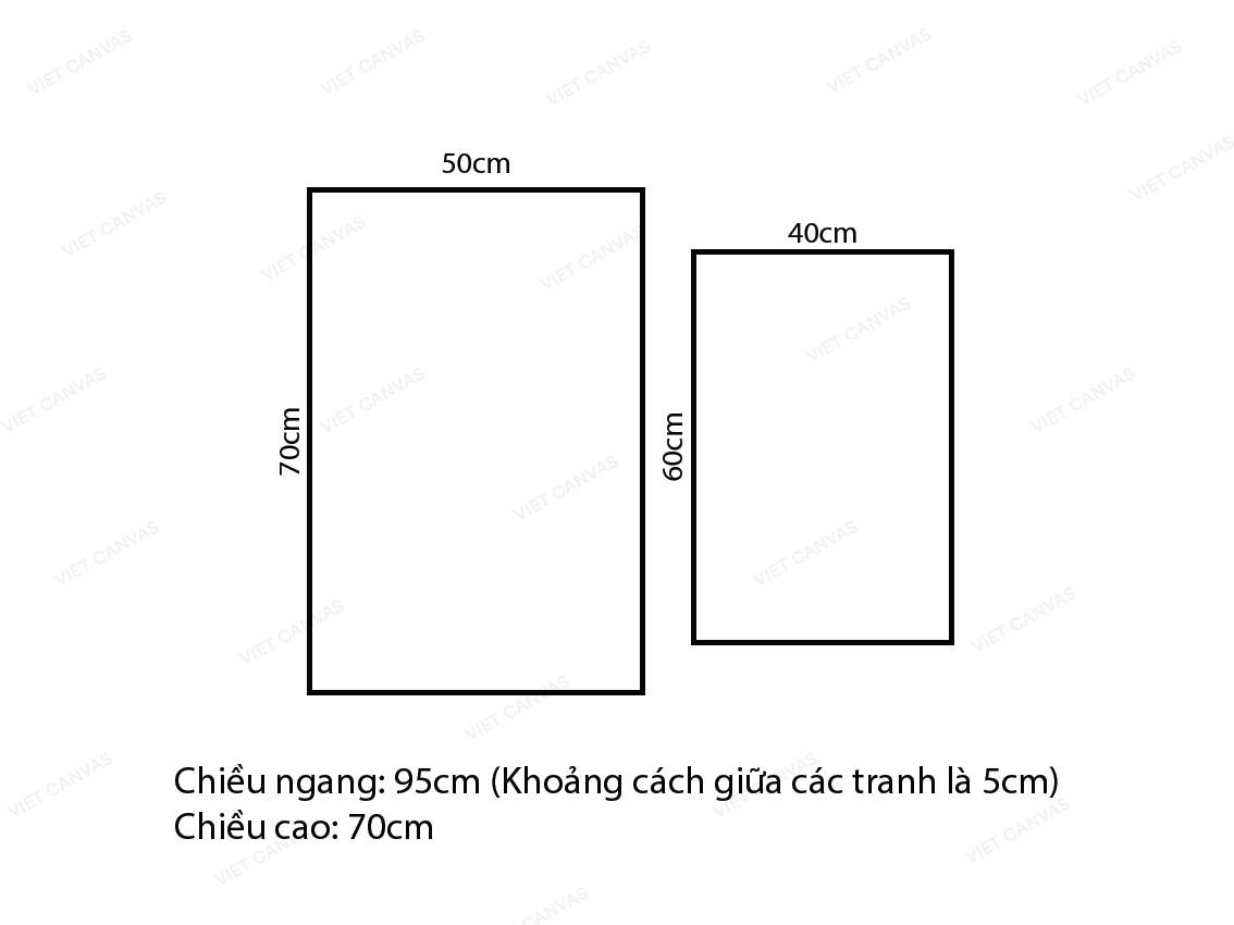 Bộ 2 Tranh Chú Rể, Cô Gái Và Hoa Lá - VU149.2