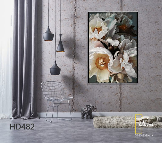 Tranh Hoa Mẫu Đơn Trắng Sang Trọng - HD482