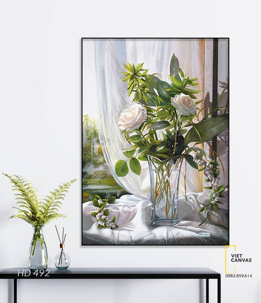 Tranh Hoa Hồng Trắng Trong Nắng - HD492