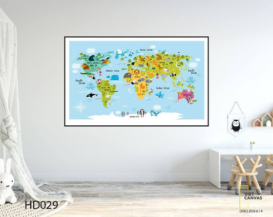 Tranh Bản Đồ Thế Giới Cho Bé - HD029