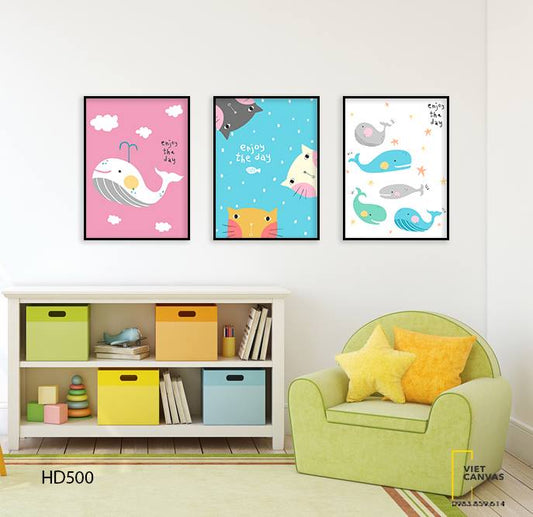 Bộ 3 Tranh Hoạt Hình Cá Heo Và Những Chú Mèo - HD500